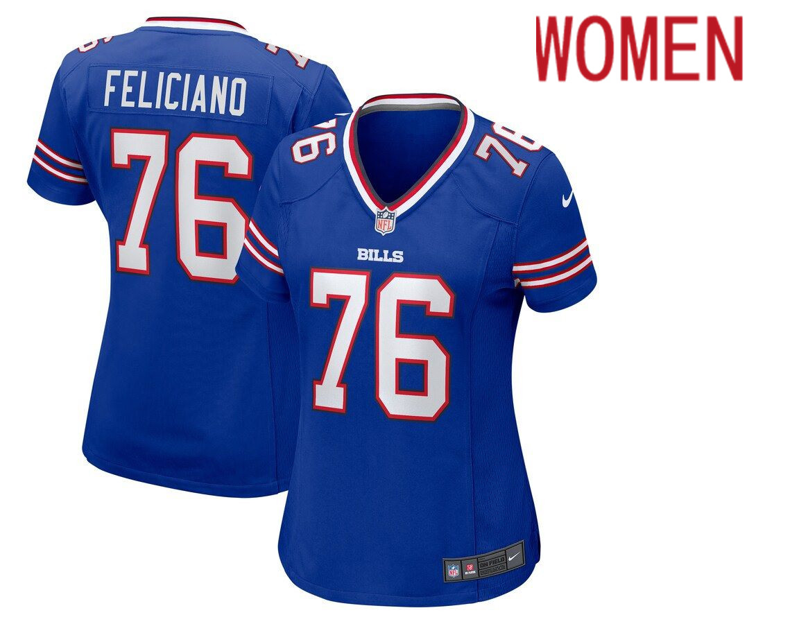 Women Buffalo Bills #76 Jon Feliciano Nike Royal Game NFL Jersey->women nfl jersey->Women Jersey